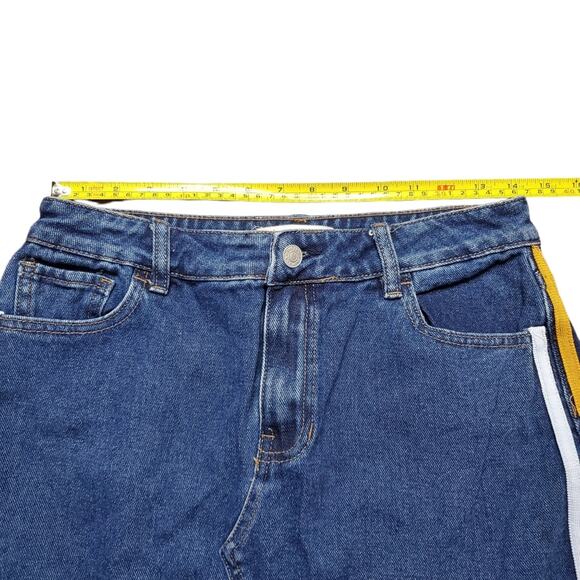 Pacsun Denim Micro Mini Skirt Side Stripe Varsity 100% Cotton Women's Size 28 - Picture 5 of 13